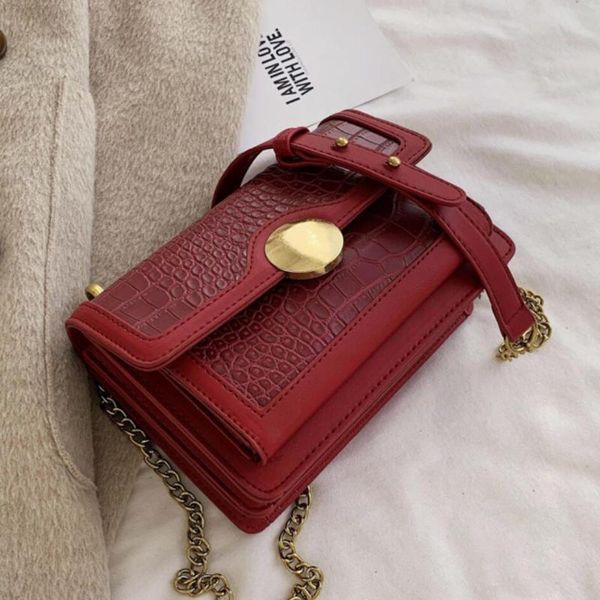 

shoulder bags fashion square crossbody bag 2021 quality leather women's designer handbag crocodile pattern chain messenger