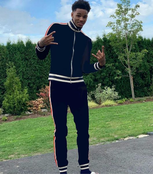 

mens new tracksuits trendy two-pieces fashion jackets & trackpants hiphop streetwear wholesale asian size 2 styles, Gray