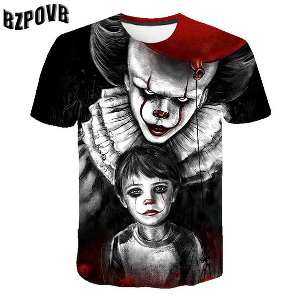 

anime animal cool skull clown summer male 3d print shirts aesthetic comics funny men clothing