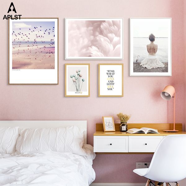 

landscape be birds canvas prints paintings semi-nude woman feather wall art pictures quotes posters for living room bedroom