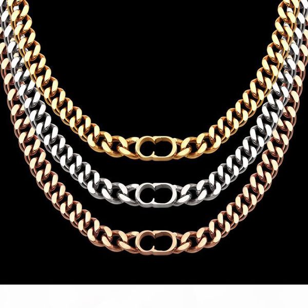 

d letter simple thick necklace foreign trade women's thick neck chain, Silver