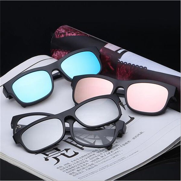

fashion sunglasses frames magnetic clip on polarized 2 in 1 opical glasses frame prescription eyeglasses spectacles optional color women men, Black
