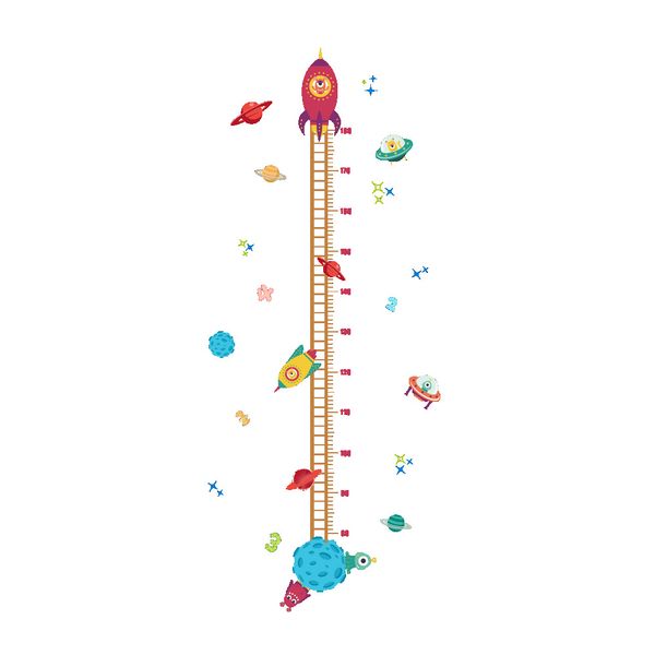 

30x90cm living room rocket space home wall sticker pvc height measurement diy