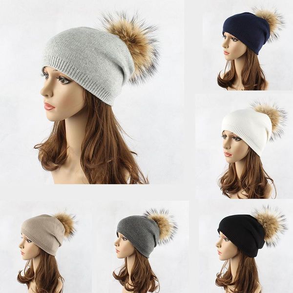 

hat tide ms. europe and the united states new hair ball caps autumn and winter outdoor warm wool knit hat, Black;white