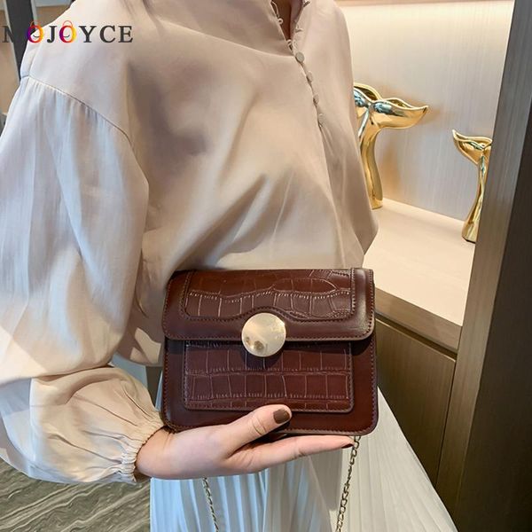 

retro crocodile leather women shoulder bag small square chain crossbody bag