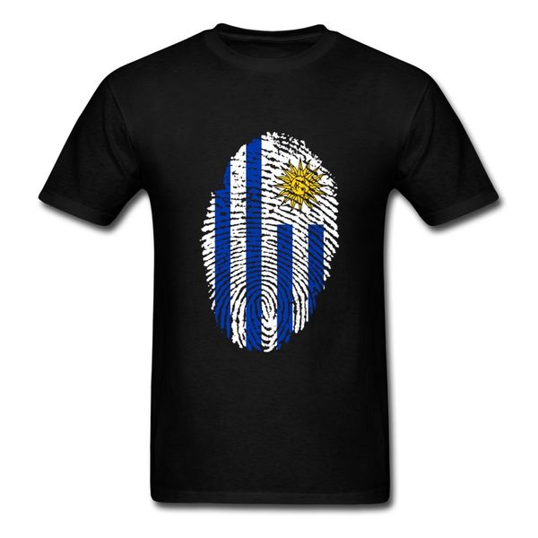 

vintage looking popular men's t shirts uruguay flag fingerprint short sleeved 100% cotton o neck t shirt for man shirts