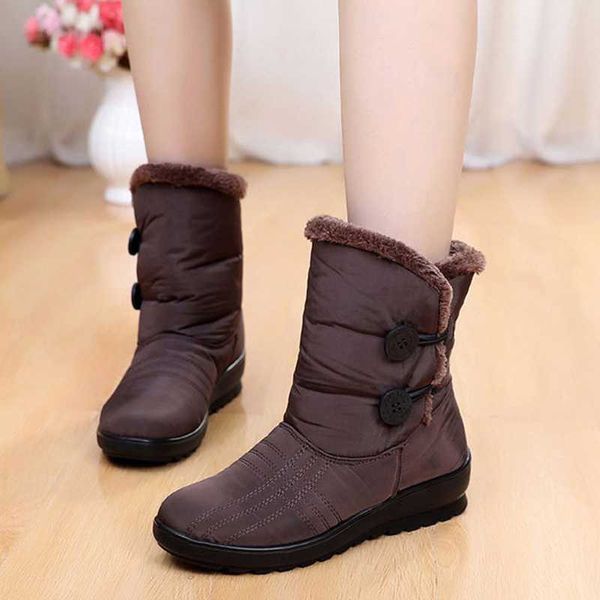 

snow boots 2020 brand women winter boots button lady shoes antiskid waterproof flexible women fashion casual, Black