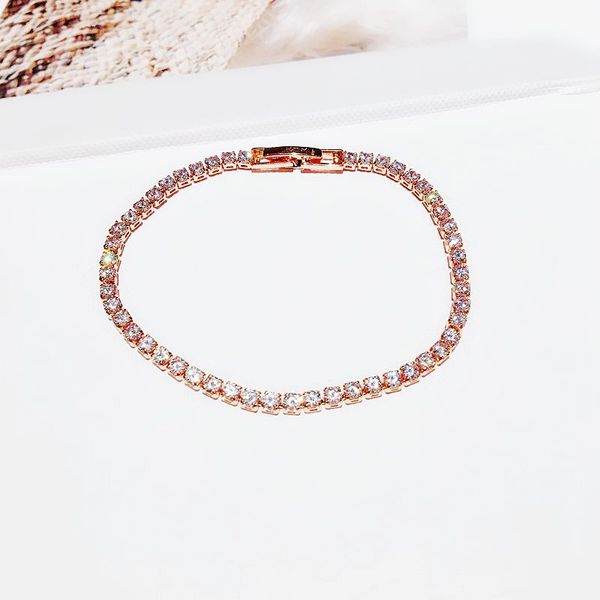 

exquisite shining single row cubic zircon bracelet for women rose gold color cz crystal bracelet, Black