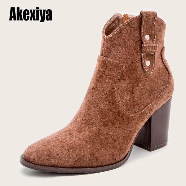 

suede woman ankle boots round toe western cowboy boots women strange style riding runway fashion retro u950, Black