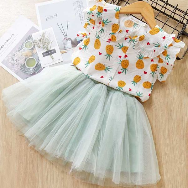 

menoea girls summer sets 2020 new fashion style cute baby girl swan shirt +toddler mesh skirt 2pcs children clothing suits, White