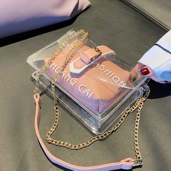 

transparent jelly bag 2020 summer new quality pvc women's designer handbag printed letter chain shoulder messenger bag purses