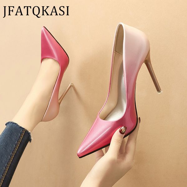 

women heels summer hundred match single party shoes pointed gradient colour female pumps fashion brand ladies working shoes, Black