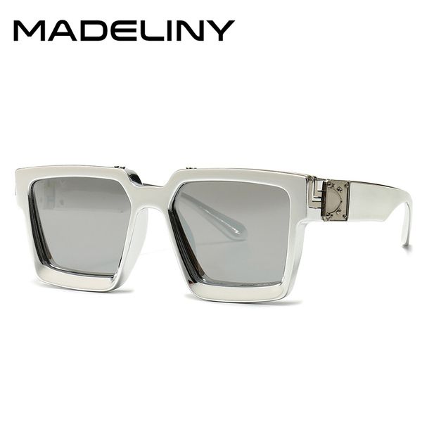 

madeliny 2020 summer new square fashion sunglasses women men classic brand designer plastic metal frame sunglasses ma168, White;black