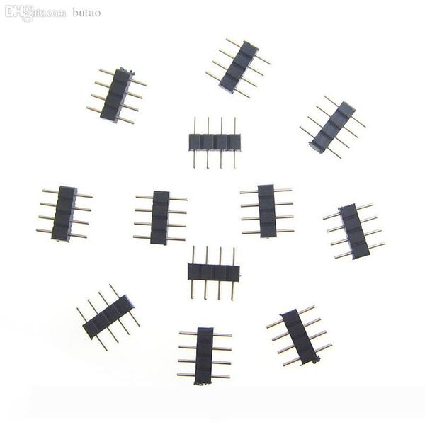 

Wholesale-10pcs 4pin RGB connector Male Plug Adapter Connector for RGB 3528 5050 SMD Male Type Double 4 Pin LED Strip Light