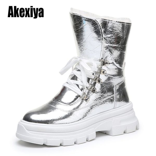 

boots 2021 women winter ladies fashion pu leather shoes snow ankle big size 35-40 u747, Black