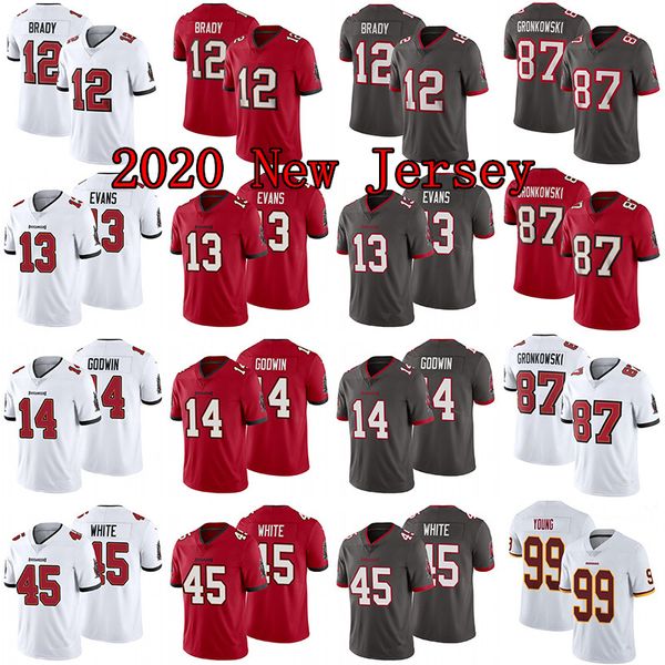

2020-2021 tom 12 brady jersey joe 9 burrow rob 87 gronkowski mike 13 evans devin 45 white 99 young jerseys, Black;red
