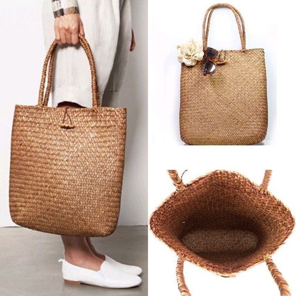 

summer women beach bag straw woven handbag casual shoulder bag new fashion womens summer straw large tote beach shoulder