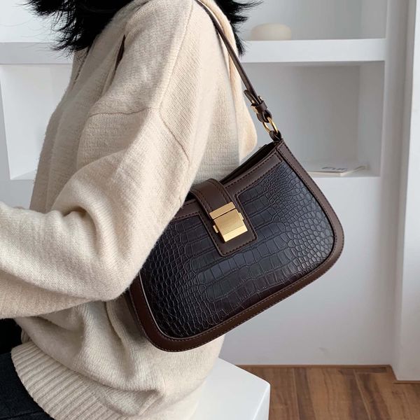 

vintage tote bag 2020 fashion new pu leather women's designer handbag lock shoulder messenger bag underarm