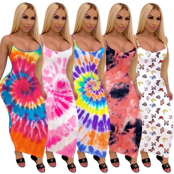 

2020 summer womens dresses designer womens butterfly printed suspender skirt long dresses nightclub dress s-xxl