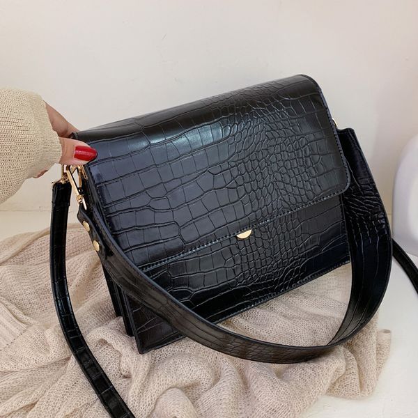 

ingenious2020 female tote luxury decent brand quality leather women's designer handbag crocodile pattern shoulder messenger