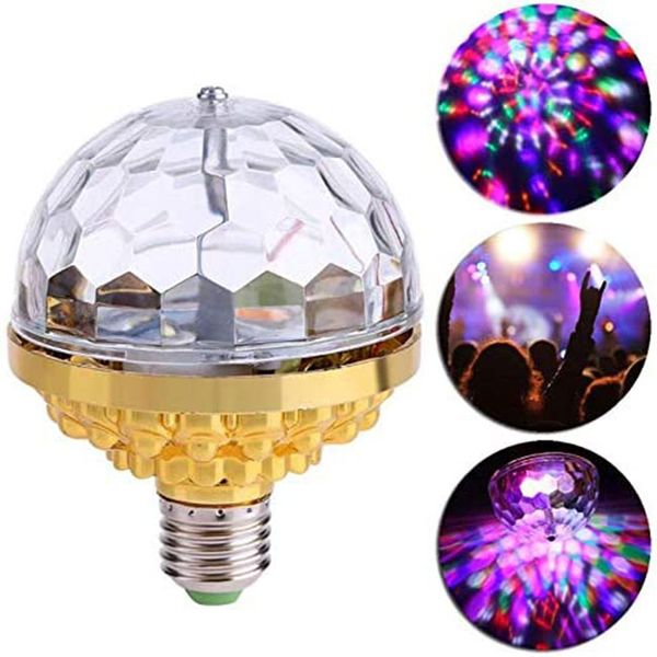 

led effects disco ball lamp, 6w e27 rgb rotating crystal leds activated strobe lights bulbs stage light for family parties,birthday,party