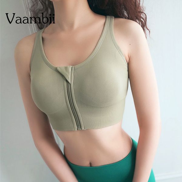 

high impact sports bra zipper yoga women seamless push up brassiere crop underwear home fitness gym shirt sportswear, White;black