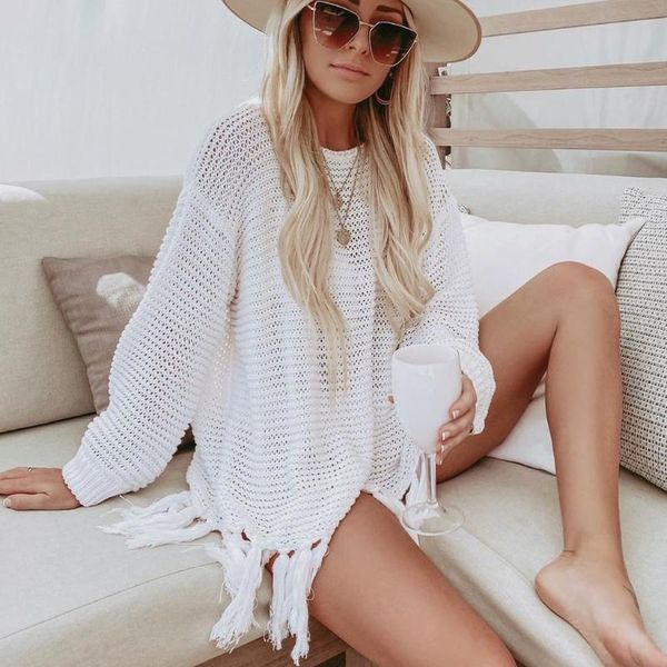 

fashion summer swimwear tunic women cover-ups knitwear beach dress long sleeve bikini mujer smock hollow swimsuit pareos, White;black