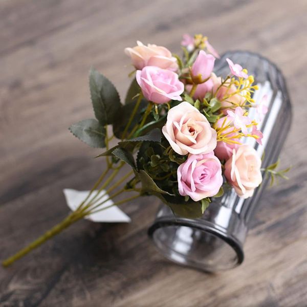 

decorative flowers & wreaths artificial rose flower bouquet diy arrangement wedding office table living room party ornament
