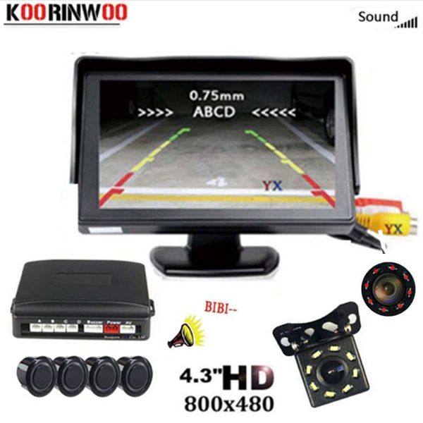 

koorinwoo car backlight display parking sensor ccd night vision rear view camera connect 4.3 detector assistance monitor system
