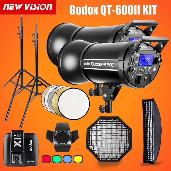

godox qt600ii 600ws gn76 1/8000s hss studio flash strobe lighting kit & x1t transmitter + grid softbox + barn door+light stand