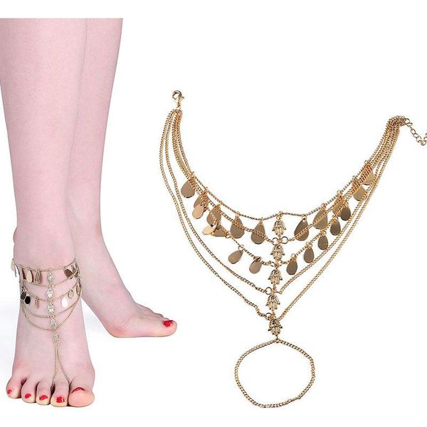 

лето ножной мода монета кисточка leg браслет для женщин-бич ювелирных ножной цепи ног цепи, Red;blue