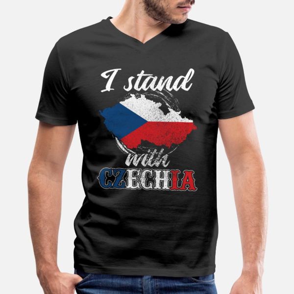 

i stand with czechia gift idea t shirt men create 100% cotton s-3xl solid color loose authentic summer normal shirt