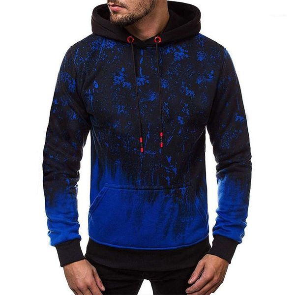 

homme clothing fashion regular length casual apparel mens designer pullover hooded hoddies long sleeve gradient color, Black