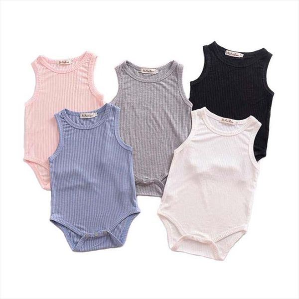 

strip conjoined cotton crawling clothes active sleeveless babysuit o neck baby jumpsuit infant sets casual funny outfits, Blue