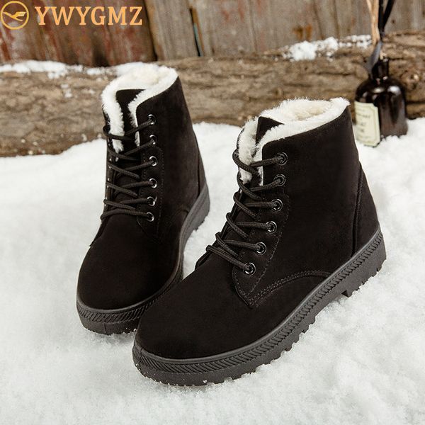 

women boots plus size 35-47 couple winter sneakers for winter boots shoes woman keep warm ankle botas mujer snow female, Black
