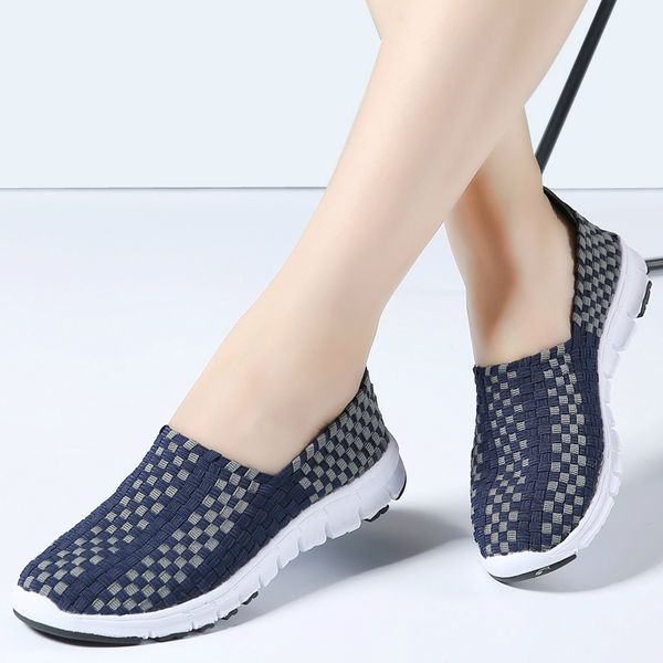 

2020 spring women flats shoes women woven flat loafers female slip on walking shoes woven sneakers for ladies 999, Black