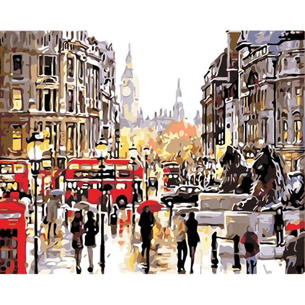

streets of paris scenery paint by numbers diy canvas oil painting kit with paintbrushes