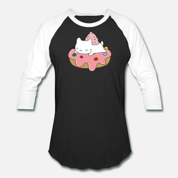 

kawaii kitten on of a donut t shirt men printing tee shirt s-xxxl slim interesting authentic summer standard shirt