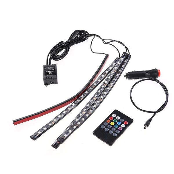 

72 led light strips for car interior light atmosphere lights neon lights sound control rgb lamps strip remote control (black)