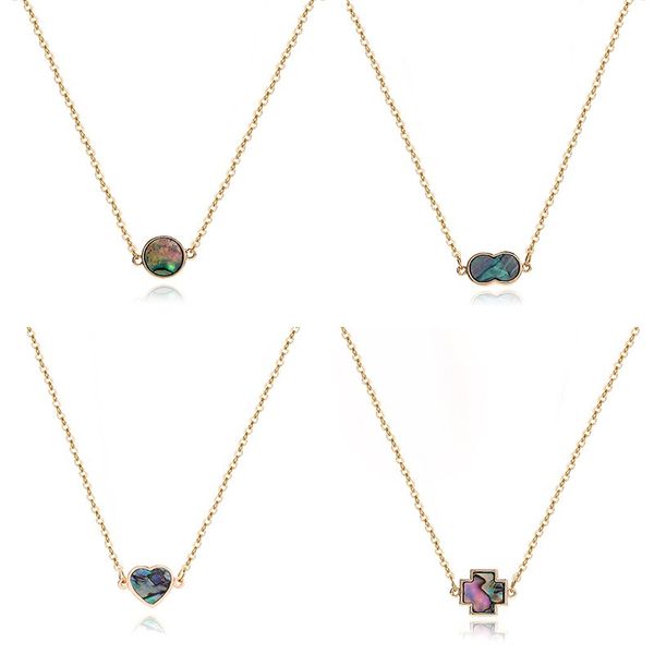 

summer love simple style geometric abalone shell pendant necklace gold long chain necklace women accessories cute copper jewelry, Silver