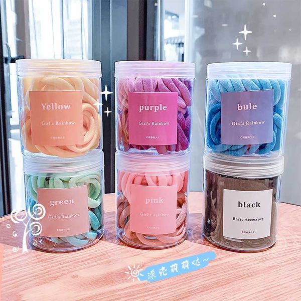 

hair accessories 50pcs/set box packed women girl candy colors 3.5cm nylon rubber bands ponytail holder scrunchie tie gum fashion