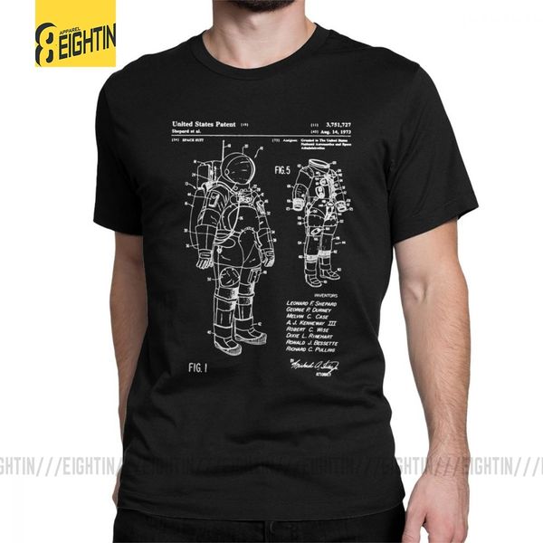 

space suit t shirts patent galaxy stars astronaut moon t-shirt men short sleeves vintage tees pure cotton big size