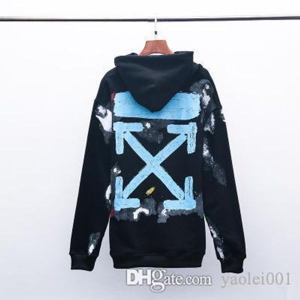 

mens fashion plus velvet hoodies abstract splash ink graffiti sweater ow european version loose large size lovers hoodies, Black