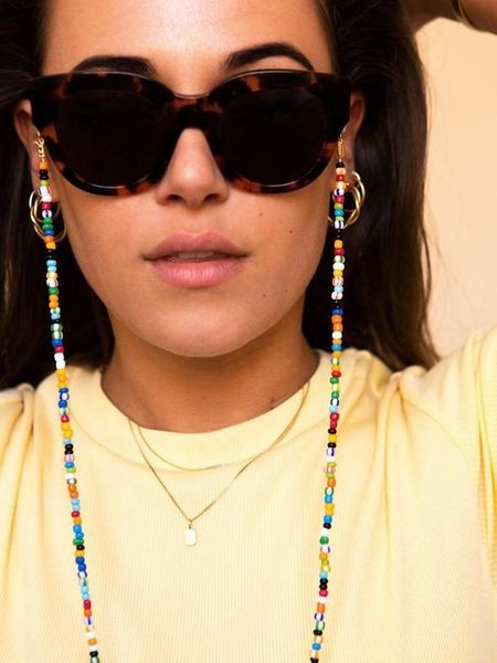 

glasses chain holder for women colored bead lanyard fashion glasses strap sunglasses cords casual accessories dj-181, Silver