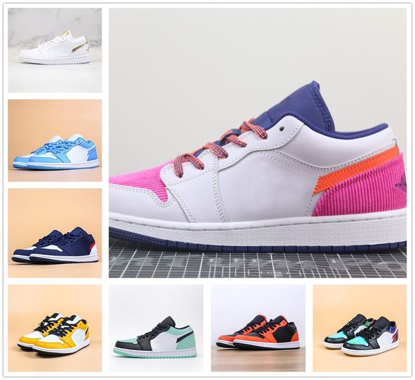 

wholesale new 1 1s low obsidian blue satin green men basketball shoes sports women gs sneakers fashion trainers with box as1