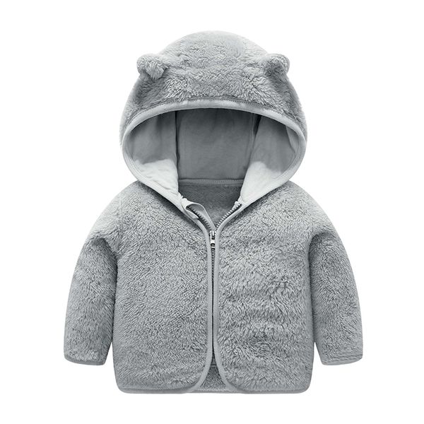 

children gril boy comfortable coral fleece coat toddler kids ear thick hooded jacket winter autumn children's warm clothing wear, Blue;gray