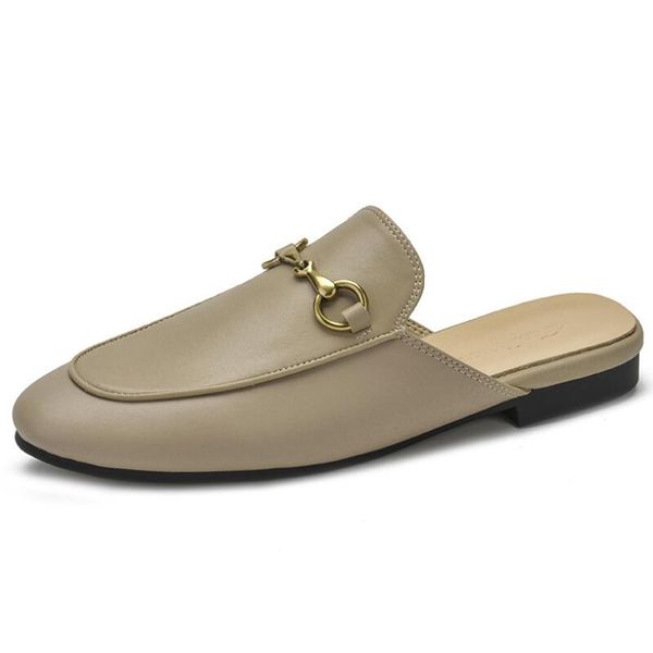

gray mueller shoes baotou half slippers women wear new horse title buckle flat slippers web celebrity lazy people sandals t20, Black