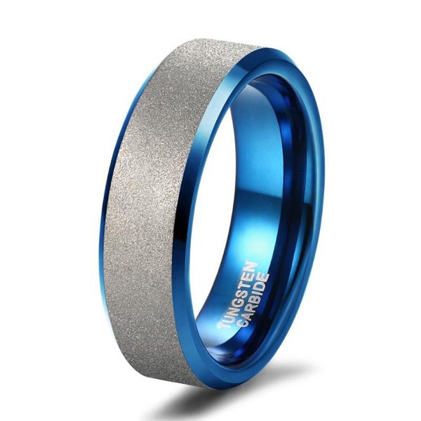 

somen blue silver color tungsten ring men frosted wedding band engagement ring men's party jewelry bague homme size5-12, Golden;silver