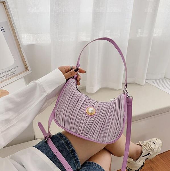 

fashion pleated women underarm bag lady shoulder bags baguette handbags small sister bag