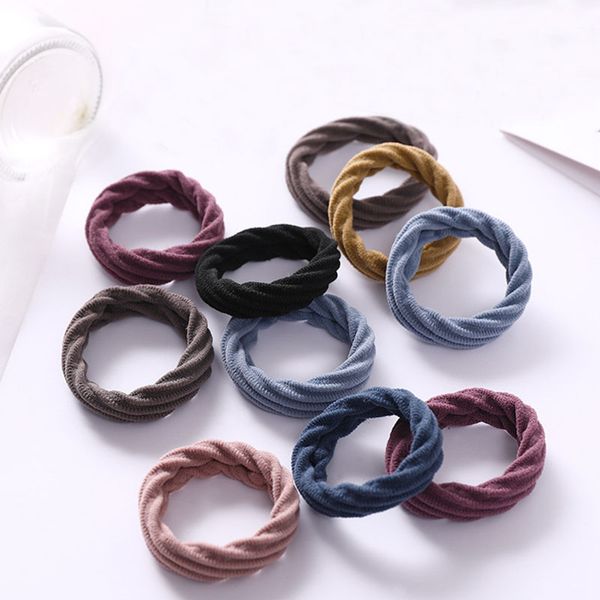 

10pcs/lot elastic hair bands seamless fabric colorful rubber bands for kids scrunchie baby girl hair accessories, Slivery;white